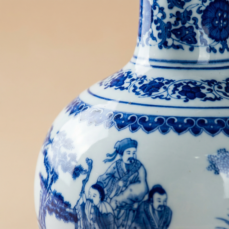 Vases en céramique bleu et blanc – Motifs villageois chinois traditionnels L'UNIVERS DU VASE