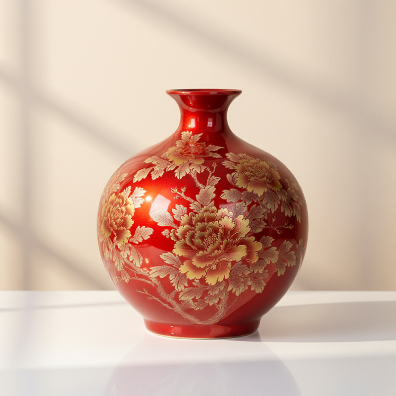 Vases en céramique rouge – Motifs floraux élégants d’inspiration asiatique L'univers-du-vase