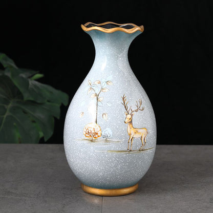 Vases en céramique bleue décor floral relief – Collection élégante
