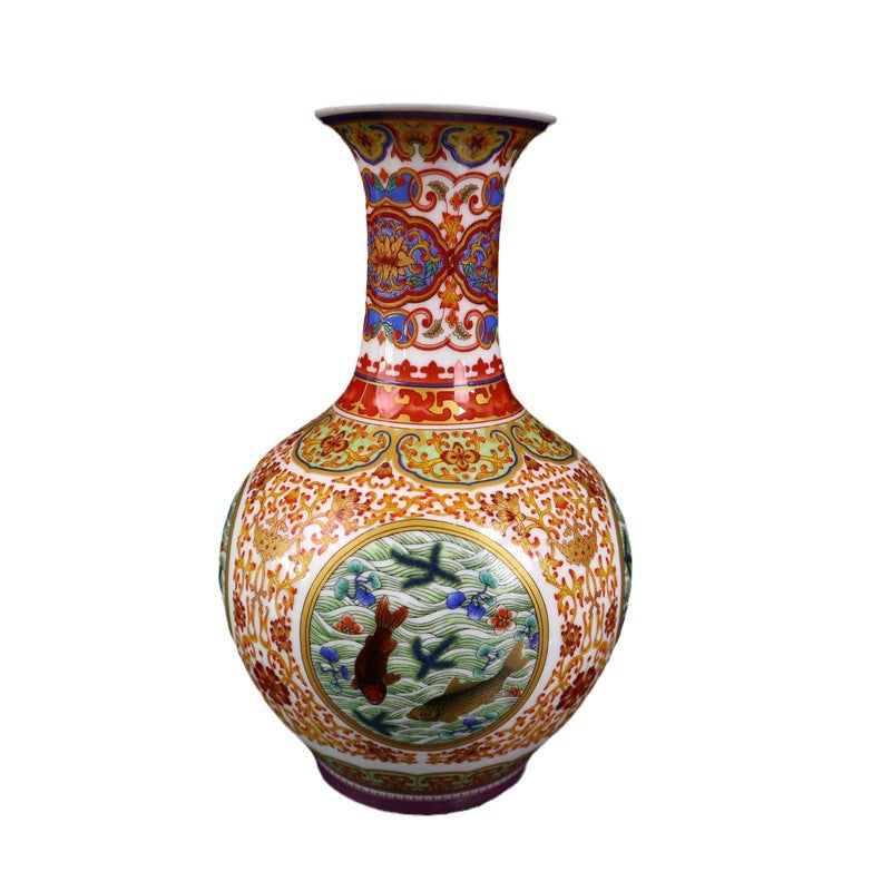 Vases en porcelaine décor poissons et motifs traditionnels – Élégance asiatique L'UNIVERS DU VASE