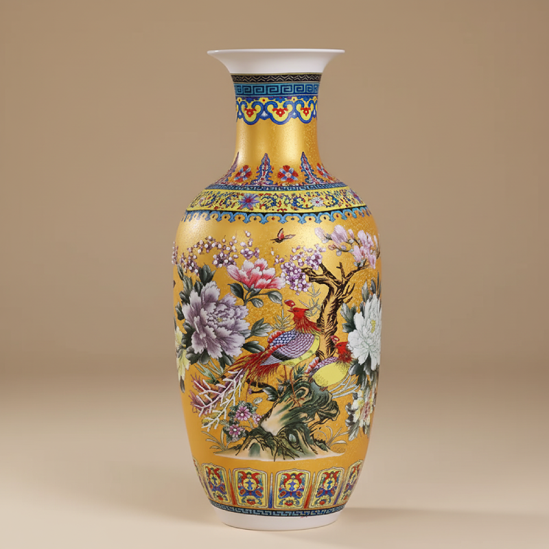 Vases chinois en céramique décorative – Motifs floraux et oiseaux traditionnels L'univers-du-vase