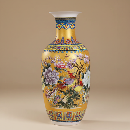 Vases chinois en céramique décorative – Motifs floraux et oiseaux traditionnels L'univers-du-vase