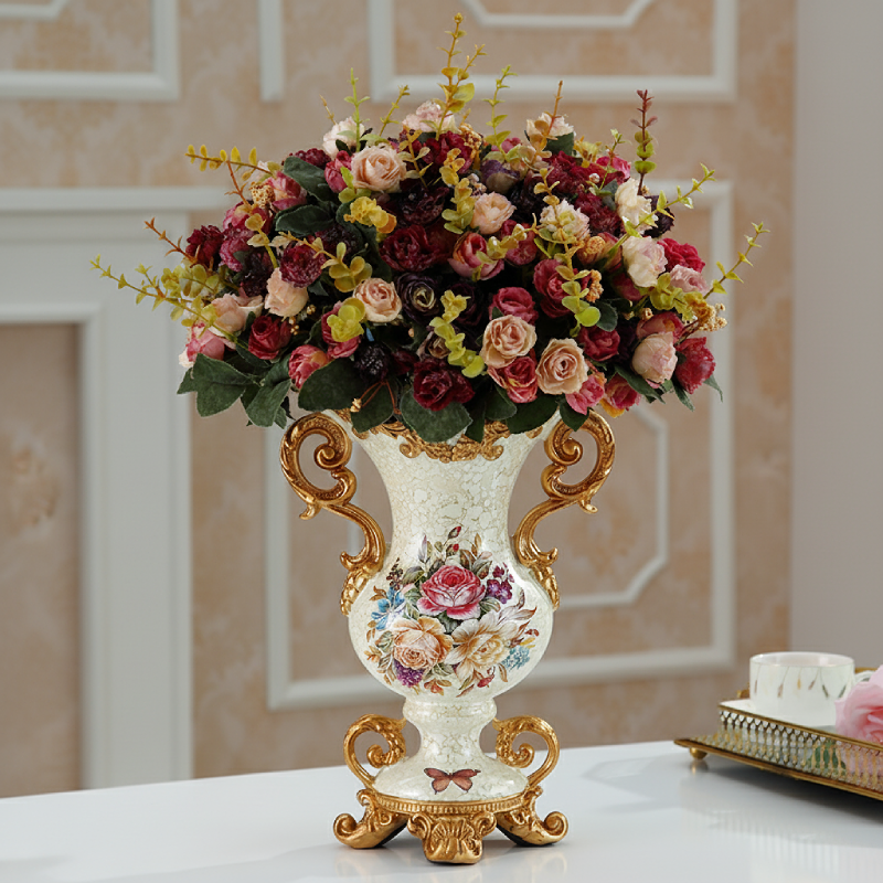 Vases décoratifs en résine style baroque floral – Élégance classique L'univers-du-vase
