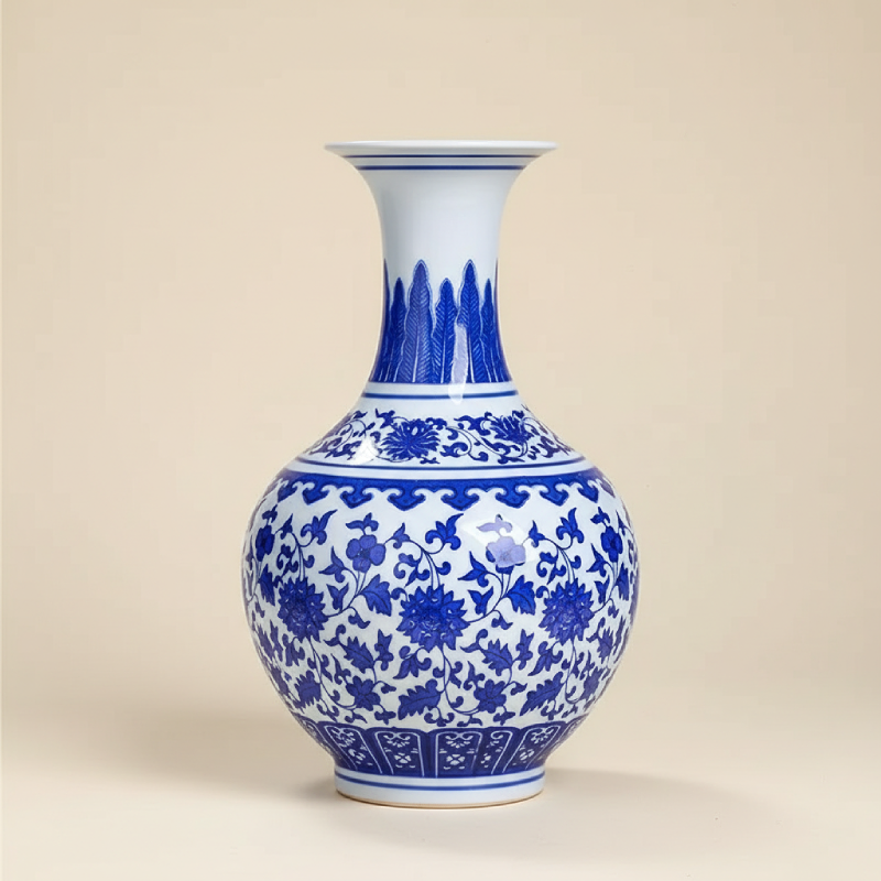 Vases en céramique bleue et blanche – Motifs floraux élégants L'univers-du-vase