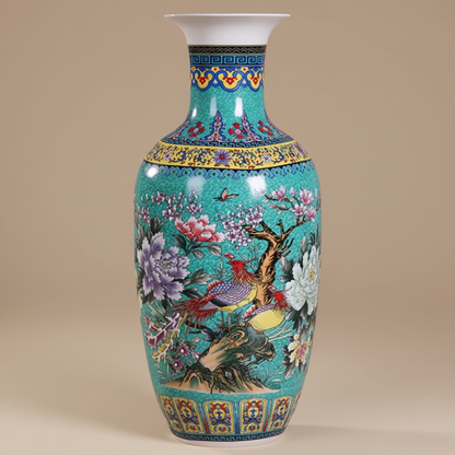 Vases chinois en céramique décorative – Motifs floraux et oiseaux traditionnels L'univers-du-vase