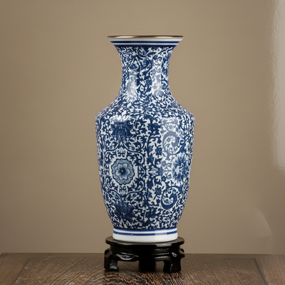 Vases en céramique bleu et blanc – Motifs traditionnels élégants L'univers-du-vase