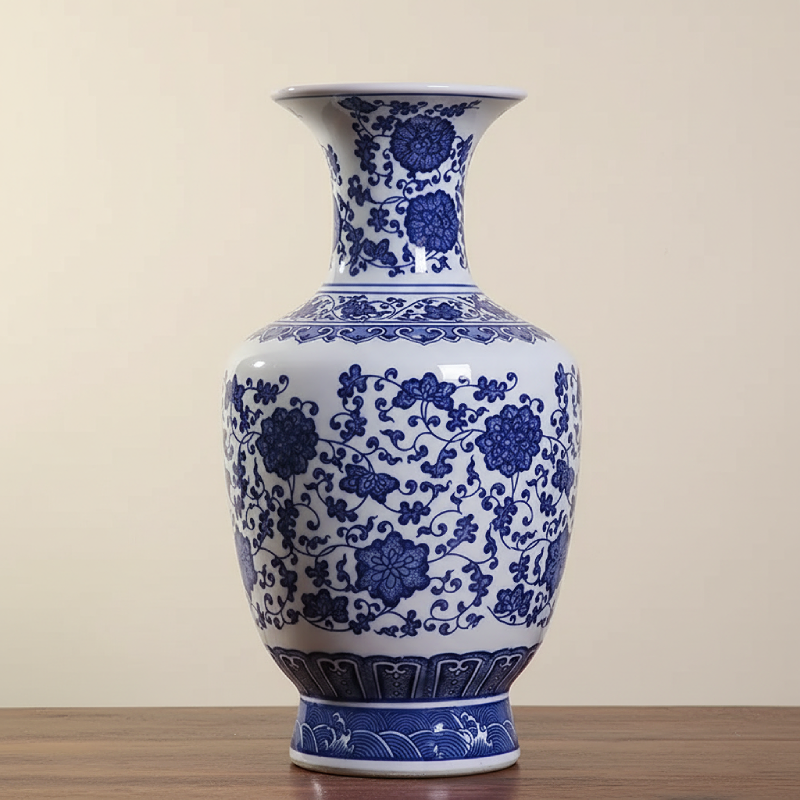 Vases en céramique bleue et blanche – Motifs floraux élégants et intemporels L'univers-du-vase