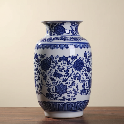 Vases en céramique bleue et blanche – Motifs floraux élégants et intemporels L'univers-du-vase