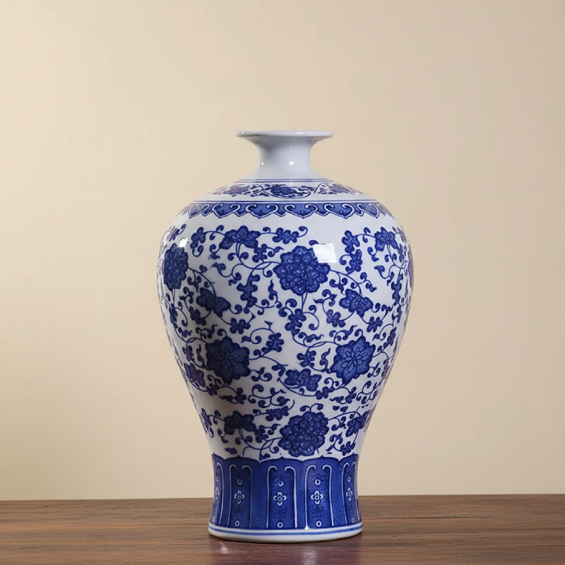 Vases en céramique bleue et blanche – Motifs floraux élégants et intemporels L'univers-du-vase