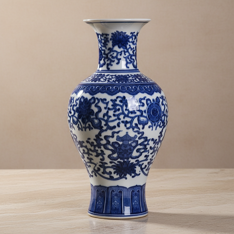 Vases en céramique bleue et blanche – Motifs floraux asiatiques élégants L'univers-du-vase