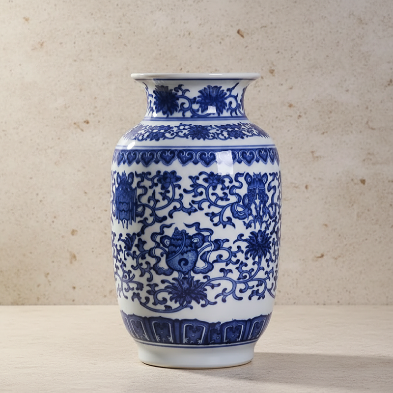 Vases en céramique bleue et blanche – Motifs floraux asiatiques élégants L'univers-du-vase