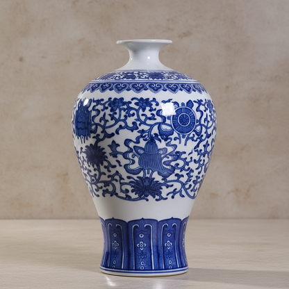 Vases en céramique bleue et blanche – Motifs floraux asiatiques élégants L'univers-du-vase