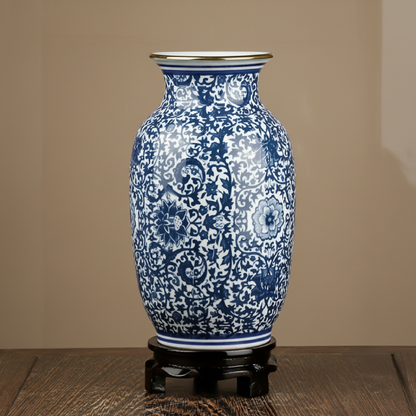 Vases en céramique bleu et blanc – Motifs traditionnels élégants L'univers-du-vase