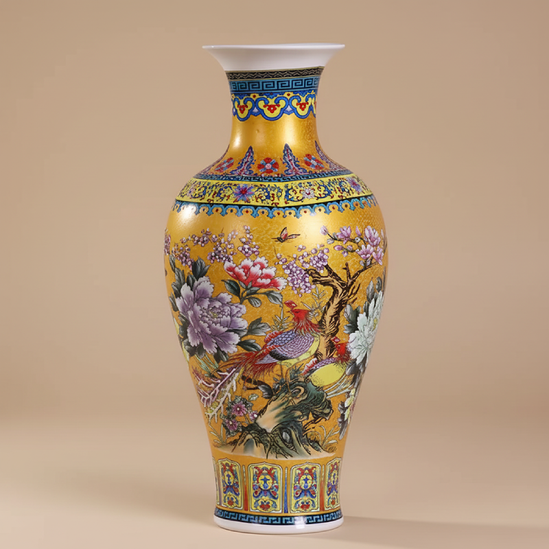 Vases chinois en céramique décorative – Motifs floraux et oiseaux traditionnels L'univers-du-vase