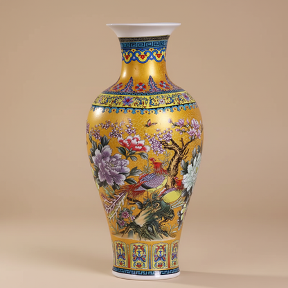 Vases chinois en céramique décorative – Motifs floraux et oiseaux traditionnels L'univers-du-vase