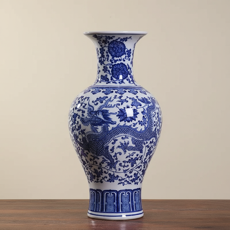 Vases en céramique bleue et blanche – Motifs asiatiques élégants L'univers-du-vase