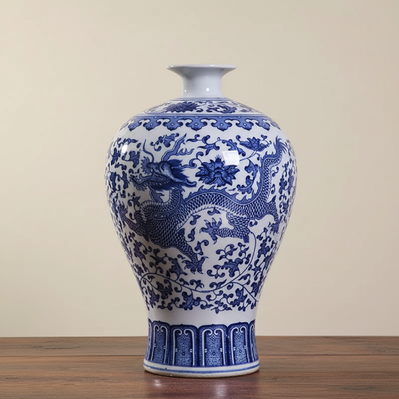 Vases en céramique bleue et blanche – Motifs asiatiques élégants L'univers-du-vase