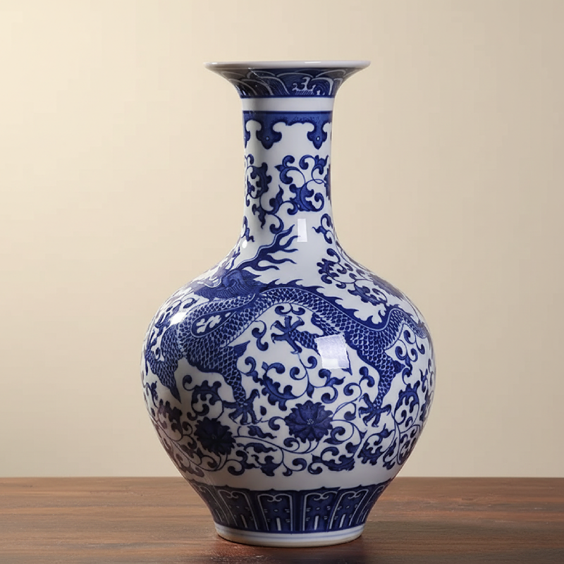 Vases en céramique bleue et blanche – Motifs asiatiques élégants L'univers-du-vase