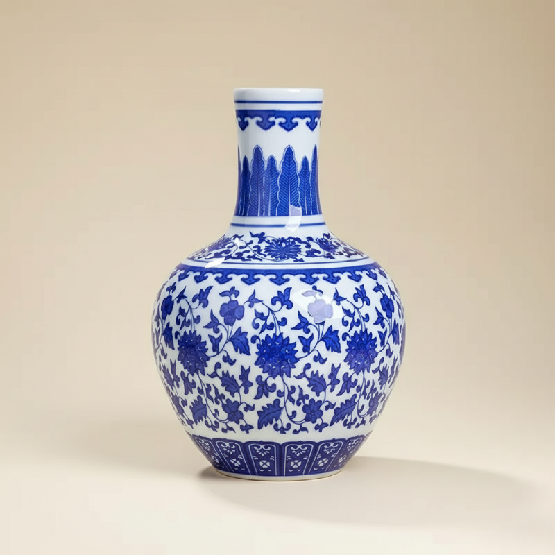 Vases en céramique bleue et blanche – Motifs floraux élégants L'univers-du-vase