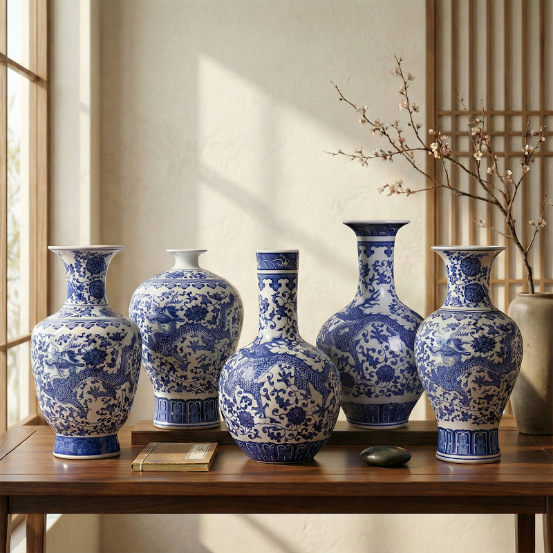 Collection vases céramique chinois dragon