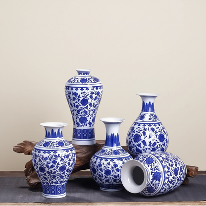 Collection vases céramique chinois motif lotus