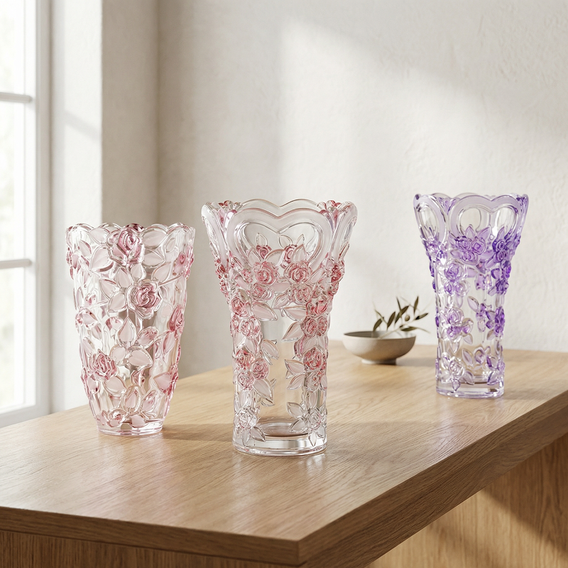 Collection vases en verre design floral