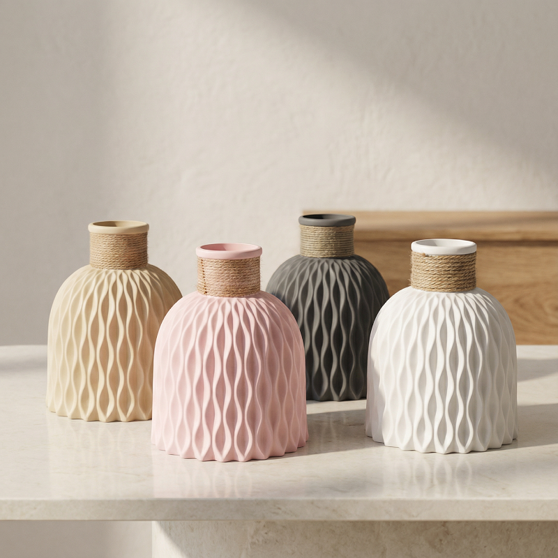 Collection vases texturés plastique design contemporain
