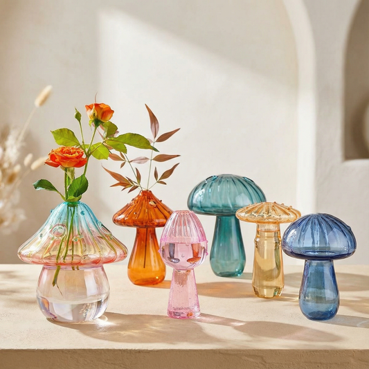 Collection vases verre design champignon