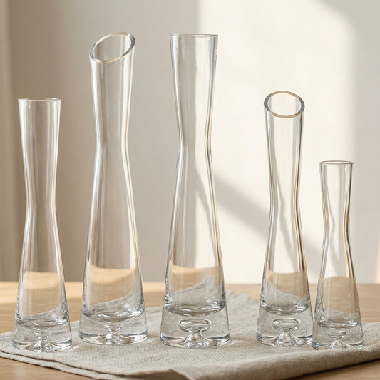 Collection vases verre élancés design minimaliste