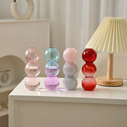 Collection vases verre formes sphériques trois boules