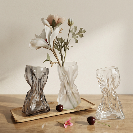 Collection vases verre sculptural design contemporain
