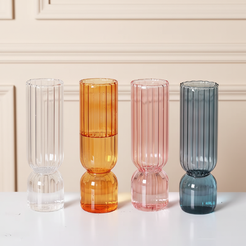 Collection vases verre strié design contemporain