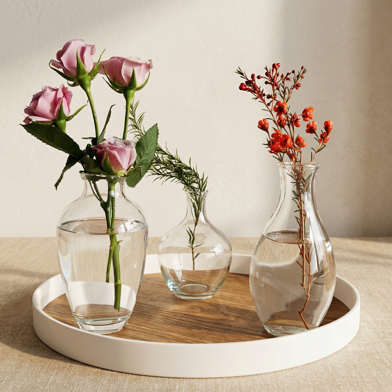 Collection vases verre transparent design minimaliste et naturel transparent