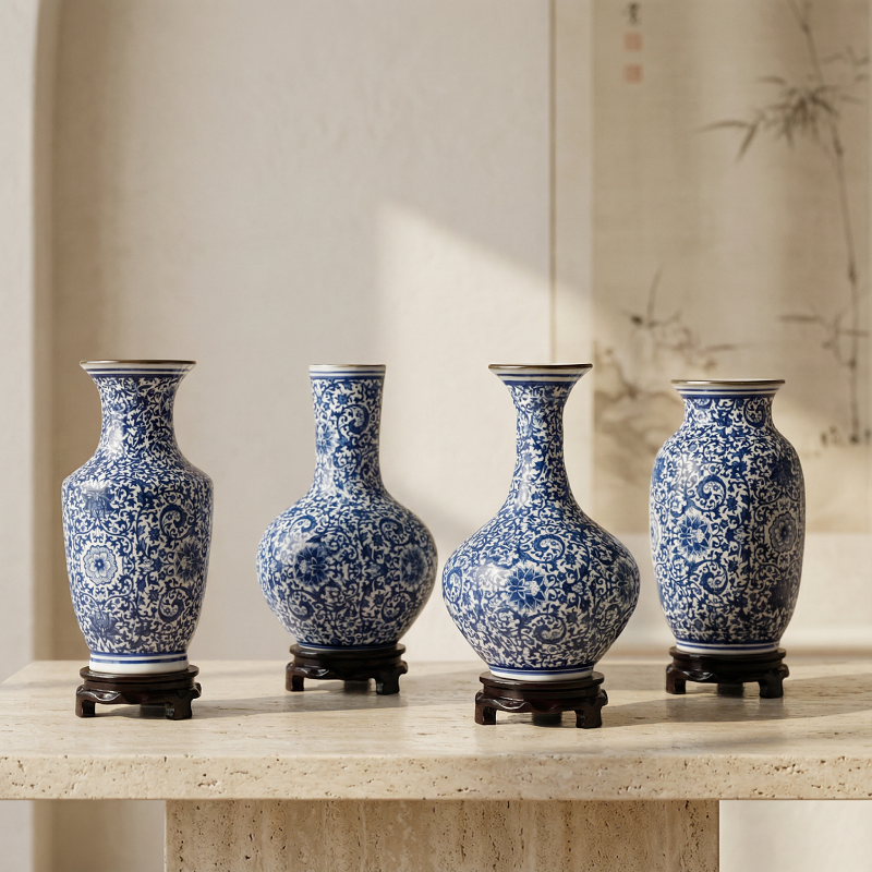 Vases en céramique bleu et blanc – Motifs traditionnels élégants L'univers-du-vase