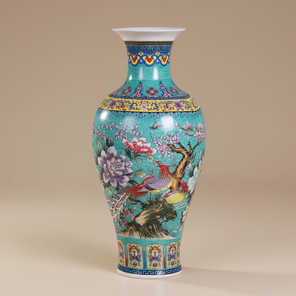 Vases chinois en céramique décorative – Motifs floraux et oiseaux traditionnels L'univers-du-vase