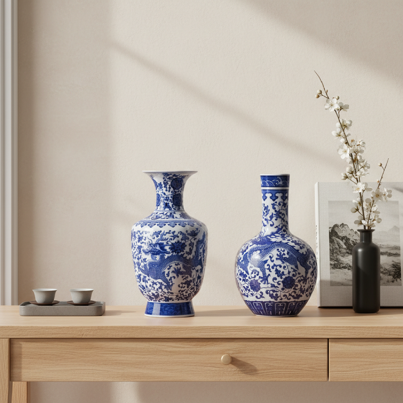 Duo vases céramique chinois dragon lifestyle