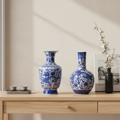 Duo vases céramique chinois dragon lifestyle