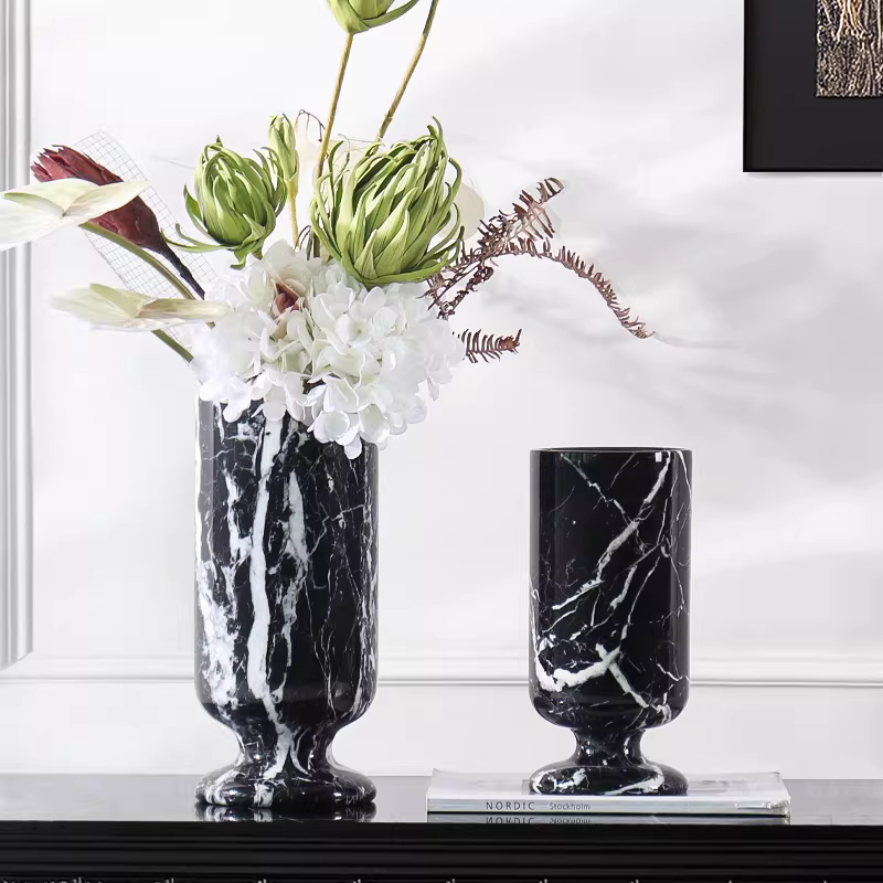 Duo vases marbre design noir