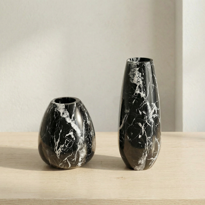 Duo vases marbre noir design scandinave
