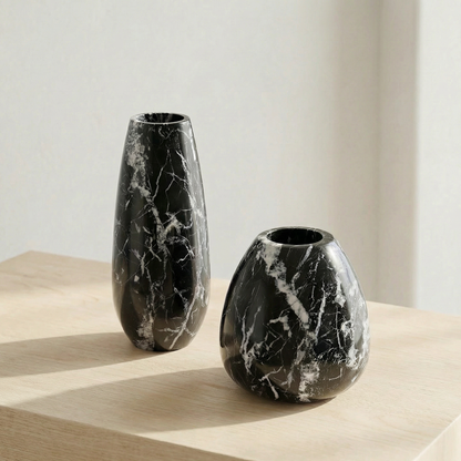 Duo vases marbre noir design scandinave lifestyle