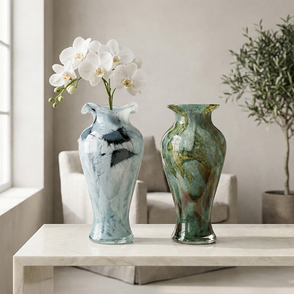 Duo vases verre design dentelle vintage
