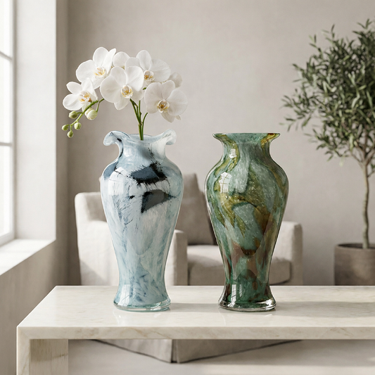 Duo vases verre design dentelle vintage