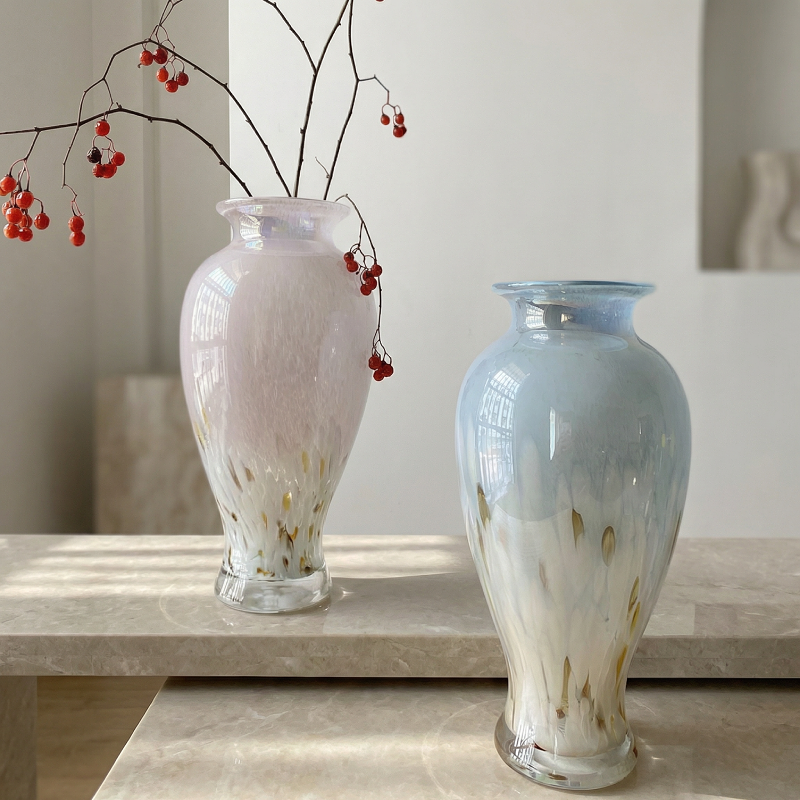 Duo vases verre design élégant vert finition glaçure lifestyle