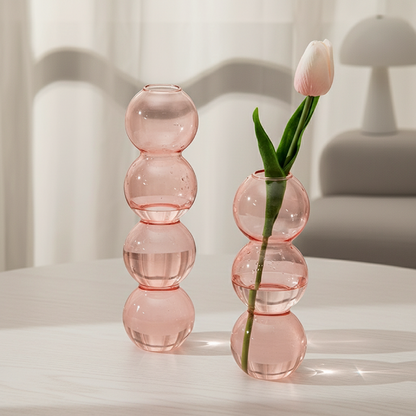Duo vases verre formes sphériques rose