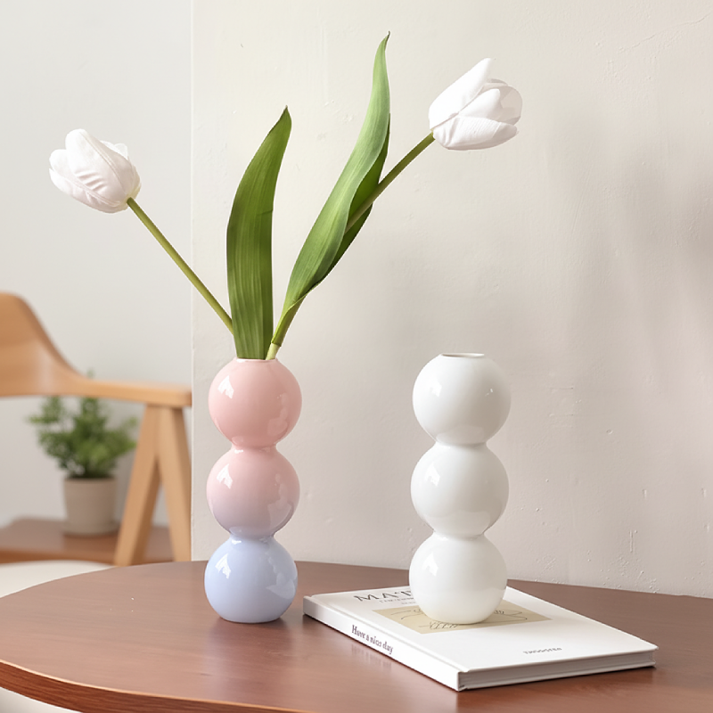 Duo vases verre formes sphériques trois boules lifestyle