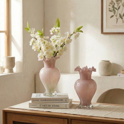 Duo vases verre vintage forme fleur intérieur