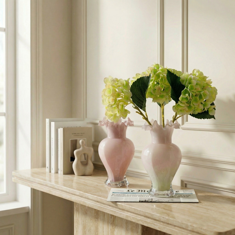Duo vases verre vintage forme fleur lifestyle
