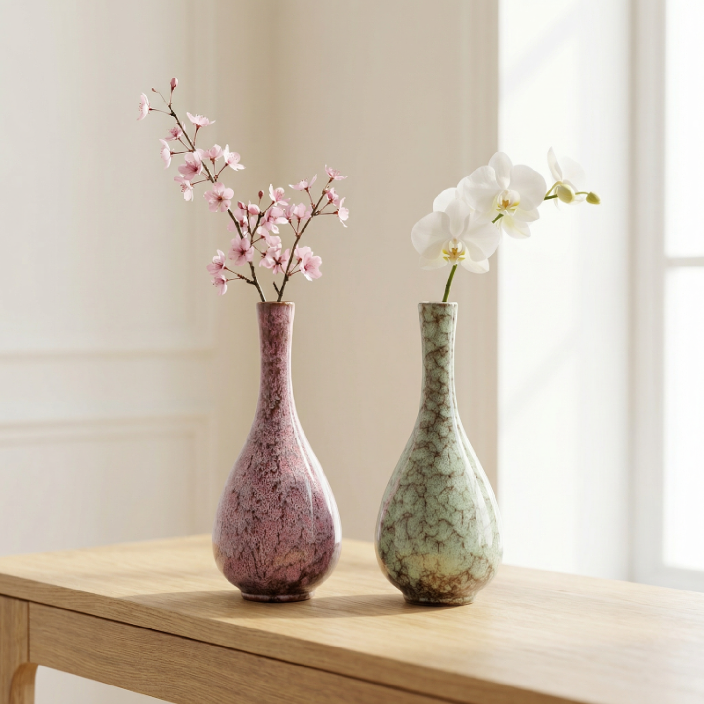 Vases en céramique effet craquelé