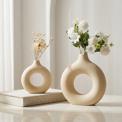 Vases en céramique design circulaire