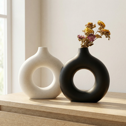 Vases en céramique design circulaire